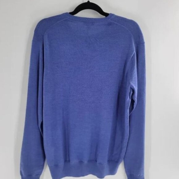Peter Millar Crown Soft Wool Silk V-Neck Sweater Cape Blue Men’s Size L - Picture 2 of 4